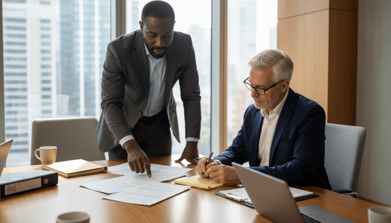 Law firm team collaborating on case strategy